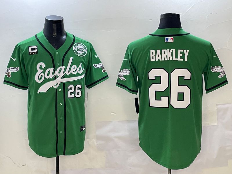 Men Philadelphia Eagles 26 Barkley Green three generations Jointly Name 2025 Nike Limited NFL Jersey style 7